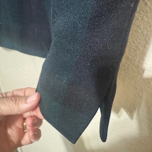 Vintage Pure Wool Plaid Skirt Green Navy Blue Homemade Tartan Midi Size XS - Picture 3 of 7